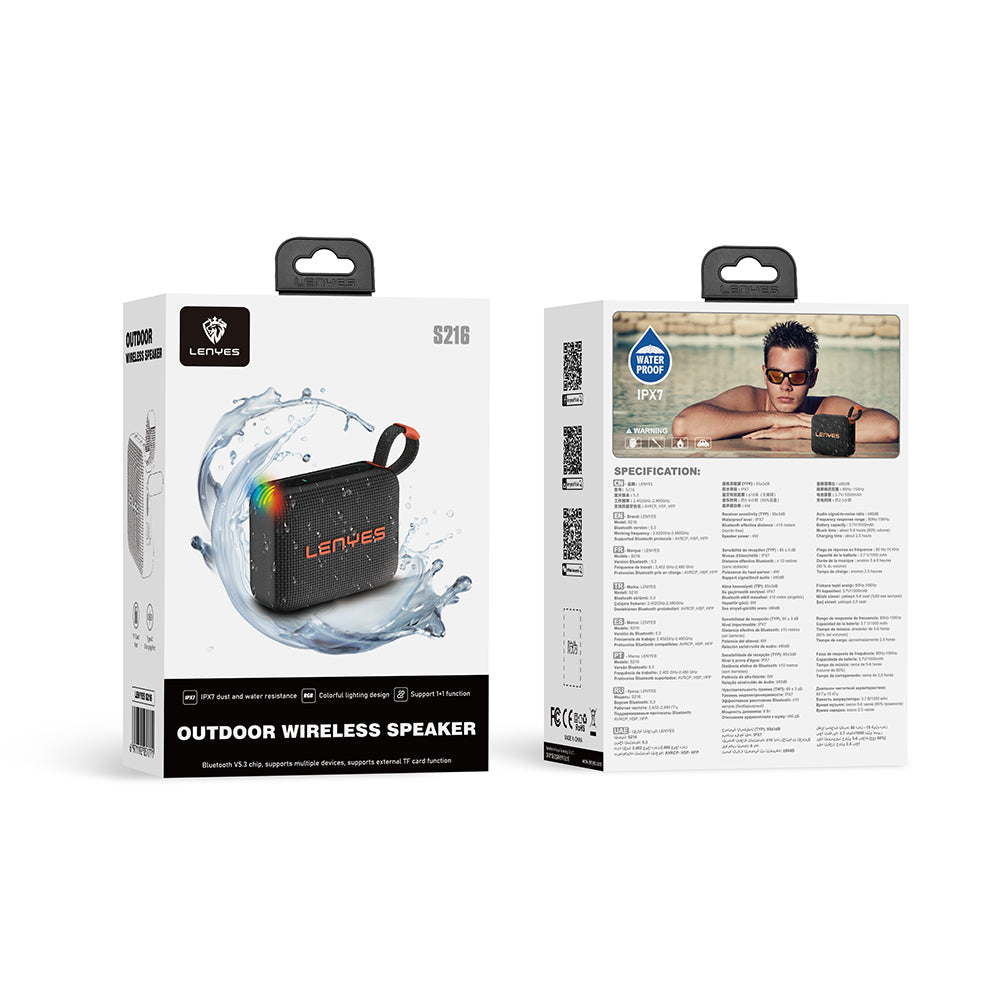 Lenyes S216 Su Geçirmez Özellikli RGB Işıklı Askılı Mini Bluetooth Speaker Hoparlör v5.3 Lenyes S216 Su Geçirmez Özellikli RGB Işıklı Askılı Mini Bluetooth Speaker Hoparlör v5.3